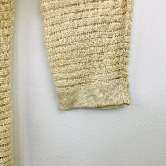 Lafayette 148 NY Womens Small Sweater Beige Linen Open-Knit 3/4 Sleeve Flaw BU16 - Picture 4 of 8